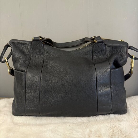 Aimee Kestenberg Black Pebbled Leather Satchel Tote Bag With Gold Hardware - Picture 5 of 13